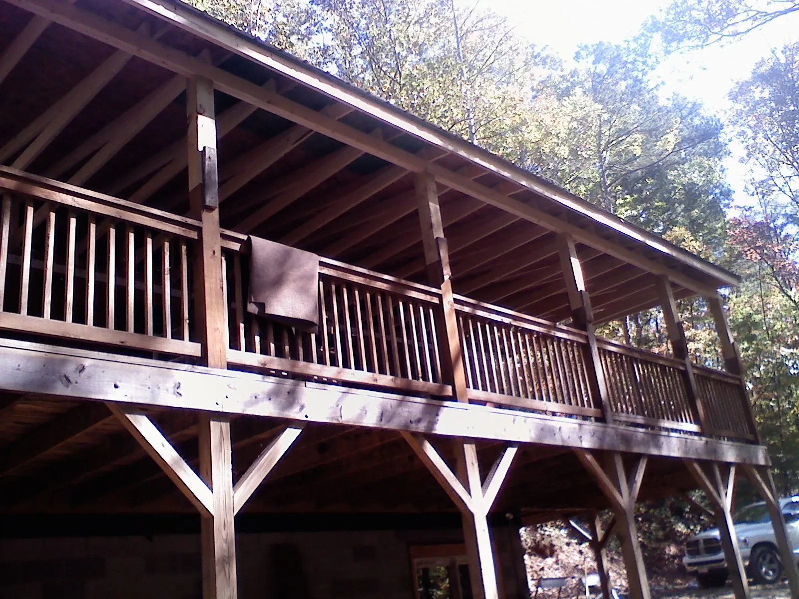 Timber framing under a new elevated porch and deck — Roof Leak Repair in Avilla by Roofing Brothers